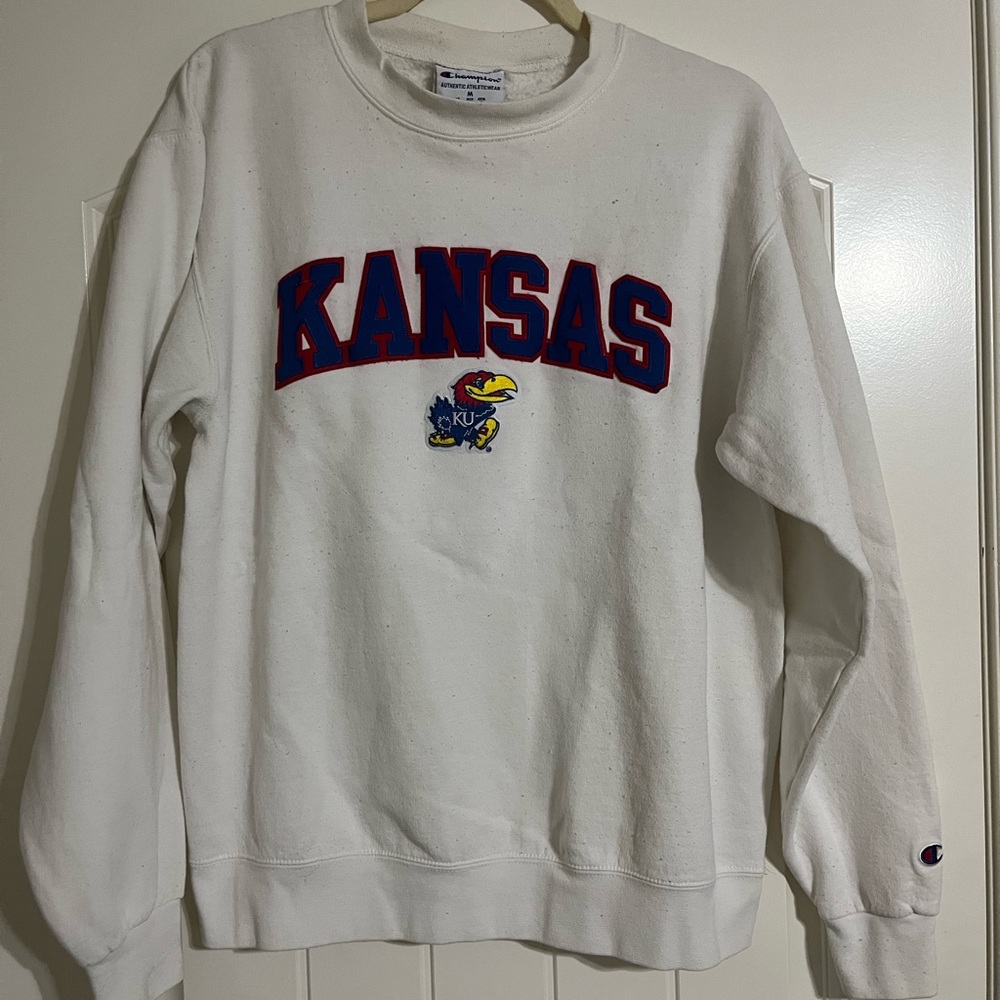 Champion Off-White Athletic Sweatshirt - Kansas (KU)